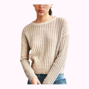 DKNY Open Stitch Crew Neck Long Sleeve Sweater